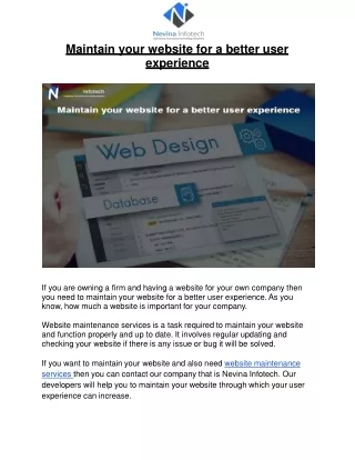 maintain your website for a better user experience