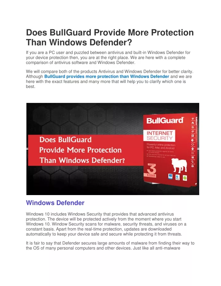 does bullguard provide more protection than