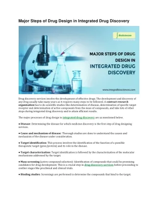 Major Steps of Drug Design in Integrated Drug Discovery