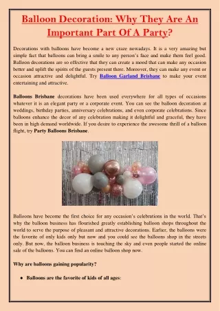 balloon decoration why they are an important part