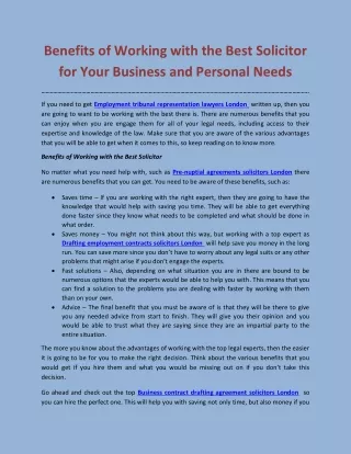 Benefits of Working with the Best Solicitor for Your Business and Personal Needs - PDF