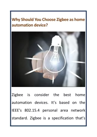 whyshouldyouchoosezigbeeashome automationdevice