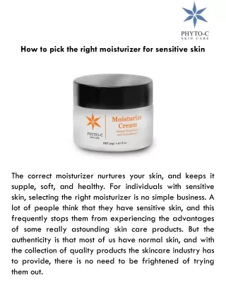 how to pick the right moisturizer for sensitive