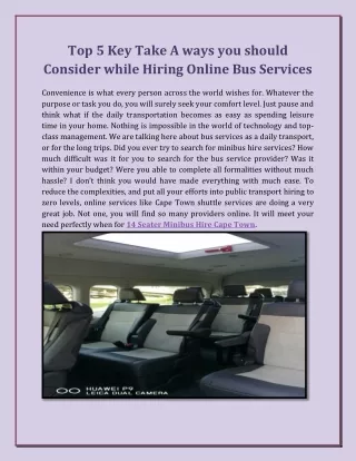 Top 5 key takeaways you should consider while hiring online bus services