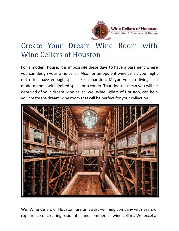 create your dream wine room with wine cellars