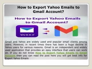 how to export yahoo emails to gmail account