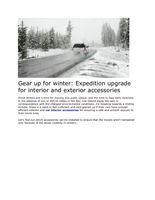 Gear up for winter Expedition upgrade for interior and exterior accessories