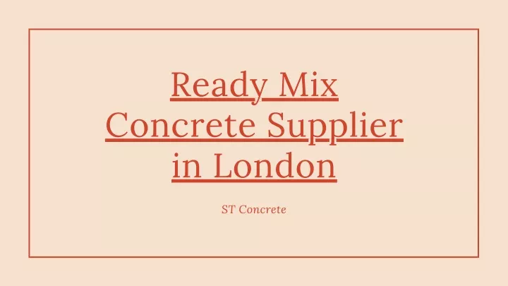 ready mix concrete supplier in london