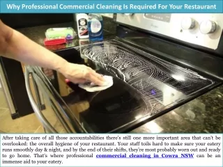 Why Professional Commercial Cleaning Is Required For Your Restaurant