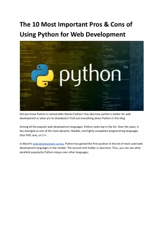 the 10 most important pros cons of using python