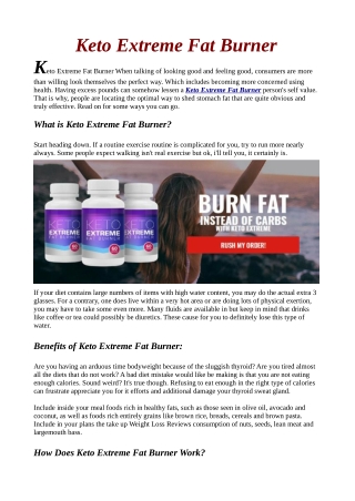 Keto Extreme Fat Burner|Reviews |Where to buy|Side Effects|Benfits|Scam.
