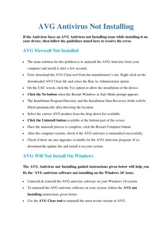 avg antivirus not installing