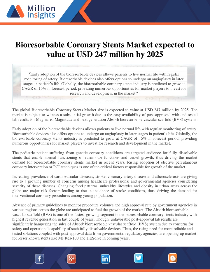 bioresorbable coronary stents market expected