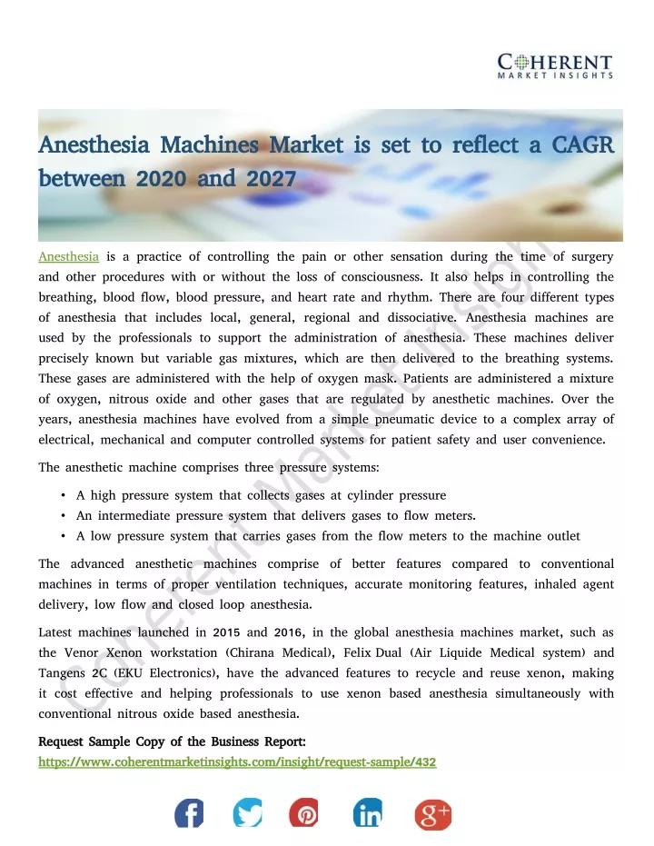 anesthesia machines market is set to reflect