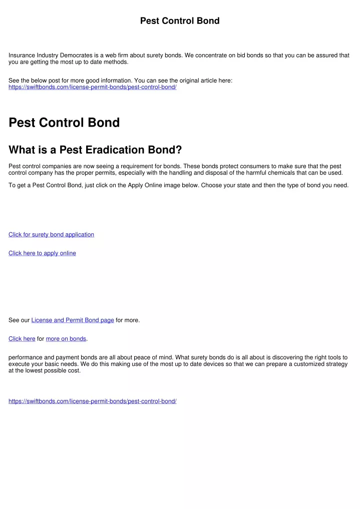 pest control bond