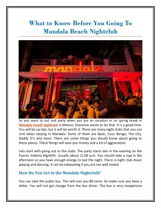 What to Know before You Going To Mandala Beach Nightclub