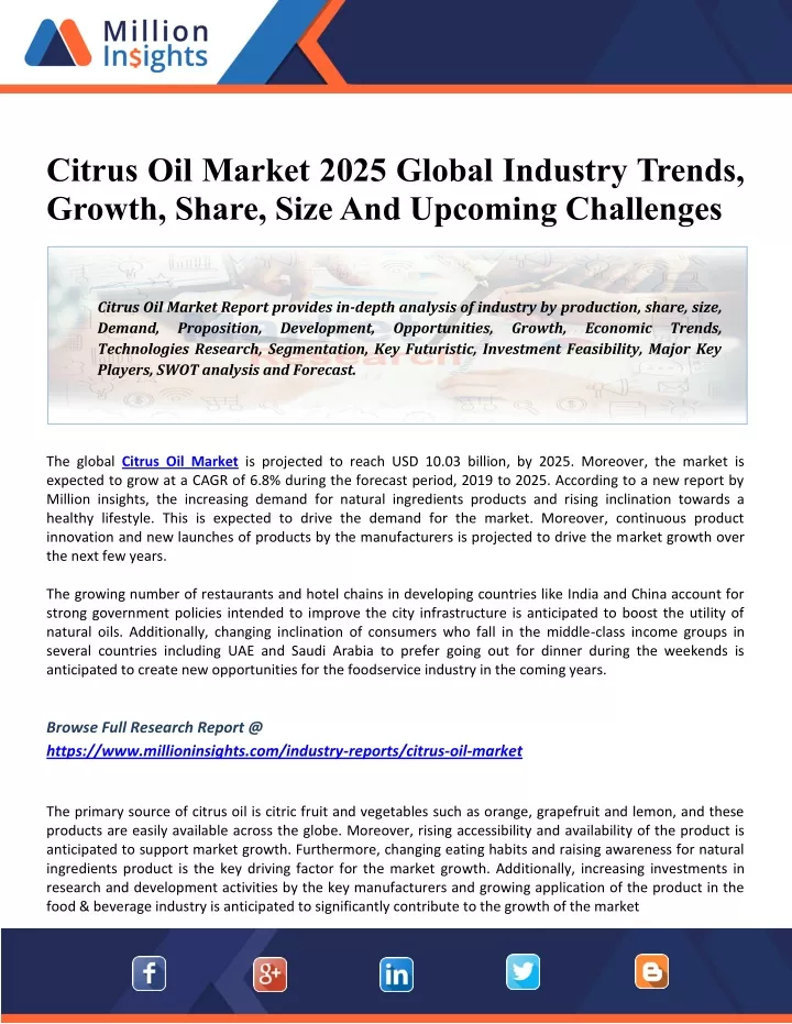 citrus oil market 2025 global industry trends
