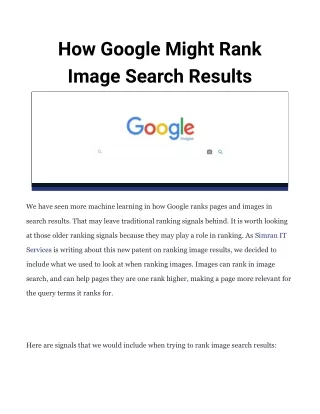 how google might rank image search results