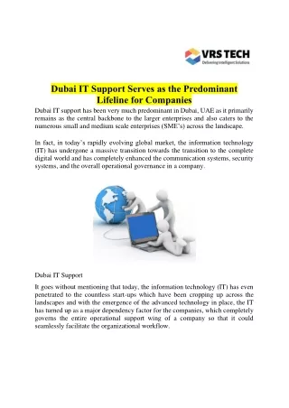 dubai it support serves as the predominant