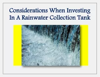 PDF: Considerations When Investing In A Rainwater Collection Tank