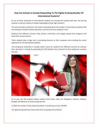 Canada Responding To The Highly Growing Number Of International Students