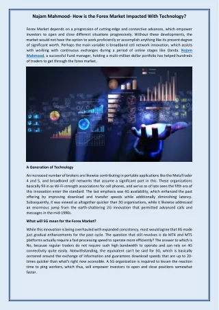 Najam Mahmood- How is the Forex Market Impacted With Technology