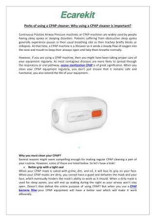 Perks of using a CPAP cleaner: Why using a CPAP cleaner is important?