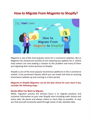 How to Migrate From Magento to Shopify