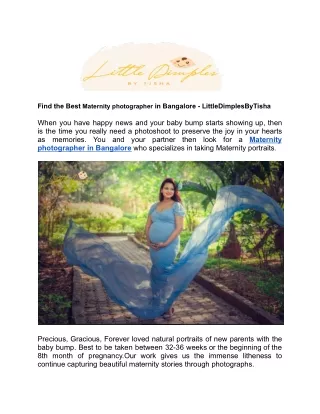 Find the best Maternity photographer in Bangalore - LittleDimplesByTisha