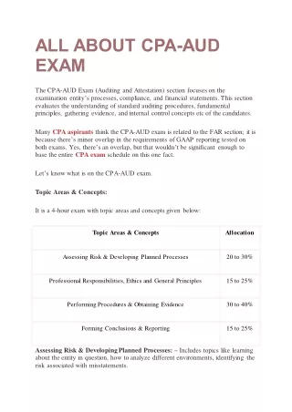 all about cpa aud exam