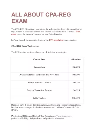 all about cpa reg exam