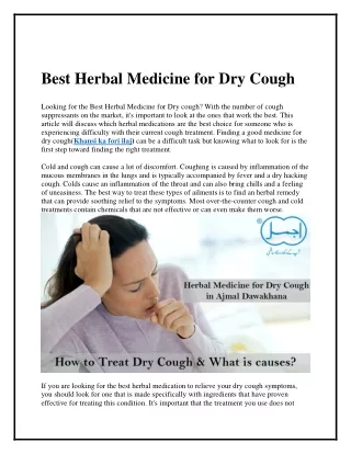 Best Herbal Medicine for Dry Cough