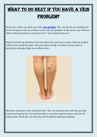 what to do next if you have a vein what