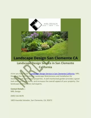 Landscape Design Service in San Clemente California - MRL Design
