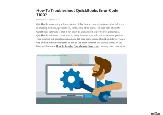 How To Troubleshoot QuickBooks Error Code 3100?