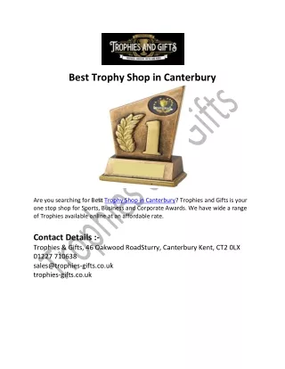 Best Trophy Shop in Canterbury - Trophies and Gifts
