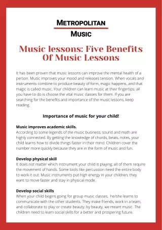 Music Lessons Are Required by All Children
