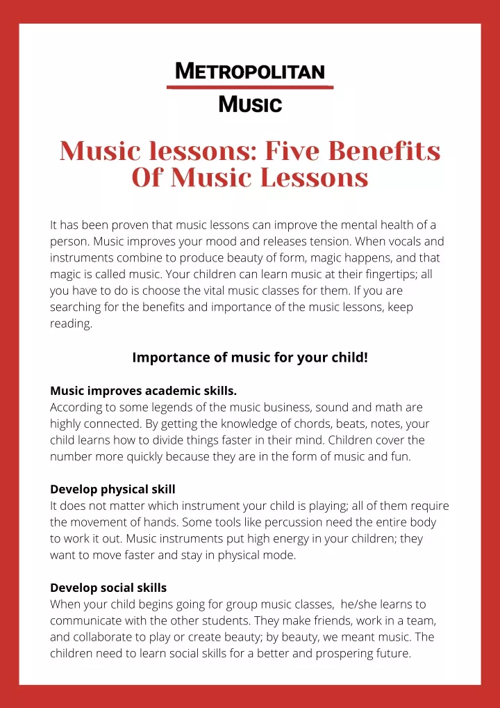 music lessons five benefits of music lessons