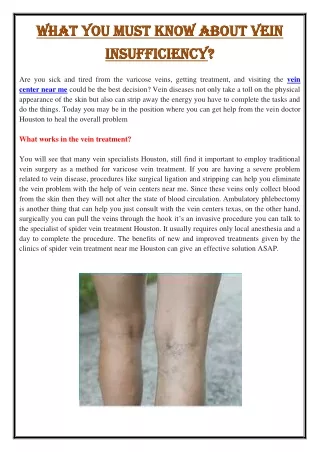 what you must know about vein what you must know