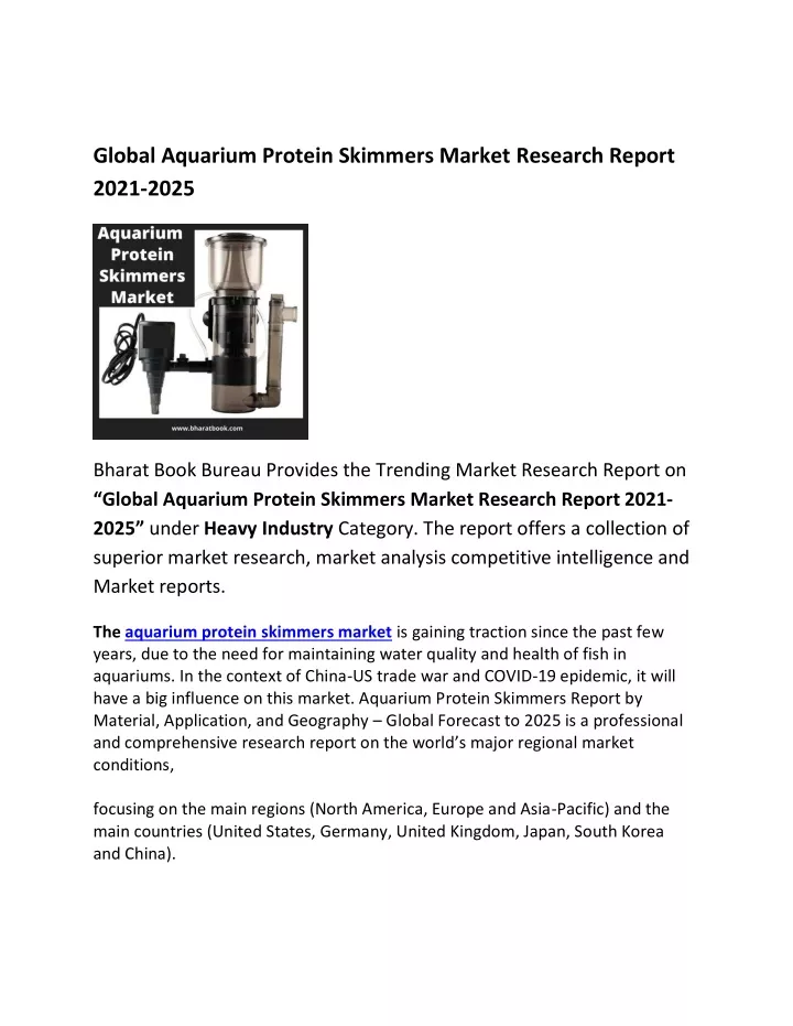 global aquarium protein skimmers market research