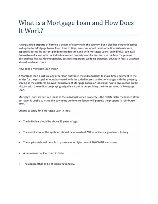 what is a mortgage loan and how does it work