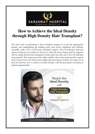 how to achieve the ideal density through high