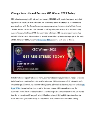 Change Your Life and Become KBC Winner 2021 Today