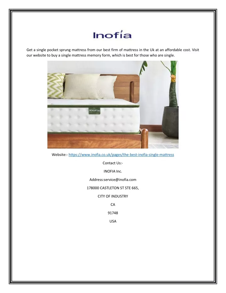 get a single pocket sprung mattress from our best