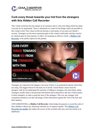 curb every threat towards your kid from