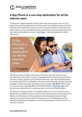 a spy phone is a one stop destination