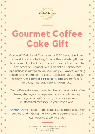 Gourmet Coffee Cake Gift - KamboCake