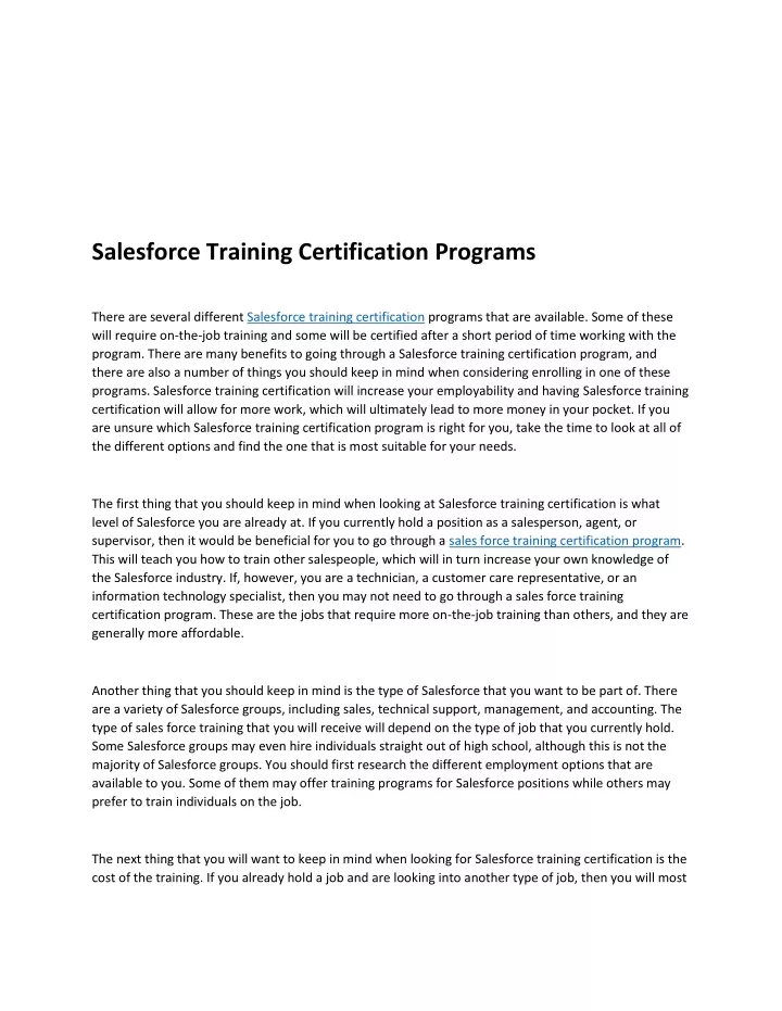 salesforce training certification programs