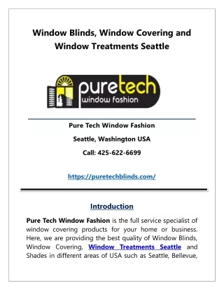 Window Blinds, Window Covering and Window Treatments Seattle