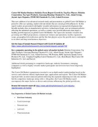 castor oil market business statistics focus